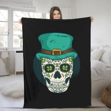 Discover St. Patrick's Day Skull Fleece Blankets