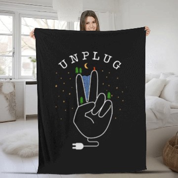 Discover Unplug - nature, forest and mountains Fleece Blankets
