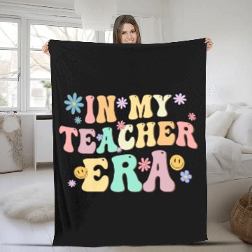 Discover In My Teacher Era Back To School Retro Groovy Fleece Blankets