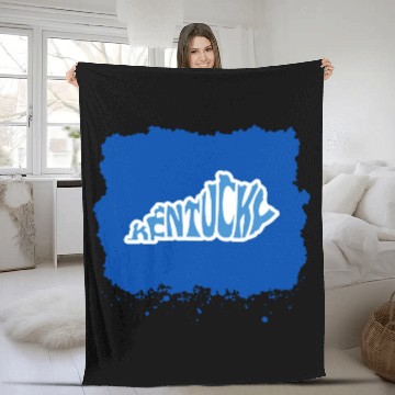 Discover Kentucky Typography Sticker in State Shape Fleece Blankets