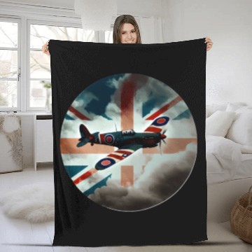 Discover Spitfire Airplane Fighter Plane England UK Fleece Blankets
