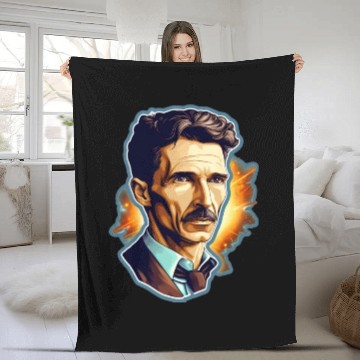 Discover Nikola Tesla Physics Nerd Geek Natural Sciences Fleece Blankets