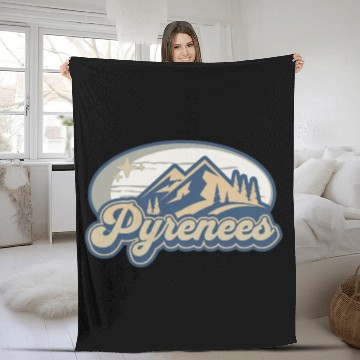 Discover Pyrenees France Vintage Mountains Fleece Blankets