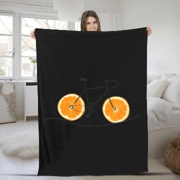 Discover Fruity Bicycle Orange Fruit Lover MTB Biker Fleece Blankets