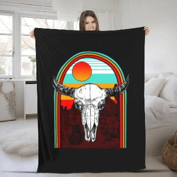 Discover Cow Fleece Blankets, Cow Skulls Hippie Aztec Fleece Blankets, Cow Fan