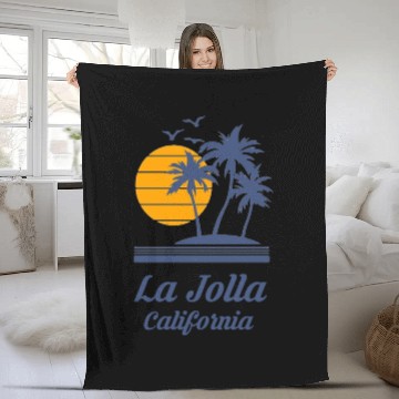 Discover La Jolla San Diego California CA Beach City Fleece Blankets