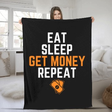 Discover Eat Sleep Get Money Repeat Fleece Blankets