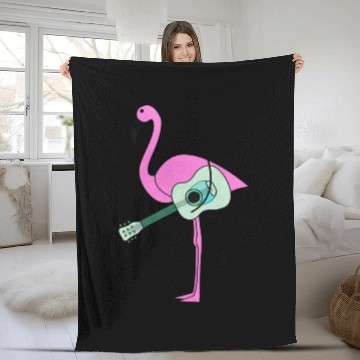 Discover Flamingo With Guitar Fleece Blankets