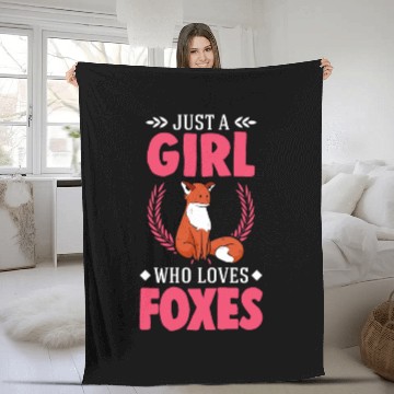 Discover Fox Girl Gift Fleece Blankets