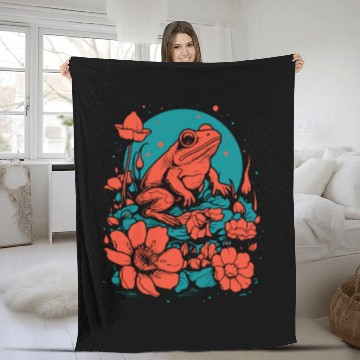 Discover Goth Poison Frog Goblincore Fairycore Floral Frogs Fleece Blankets