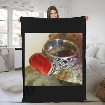 Discover Red Coral sterling silver ring for women Fleece Blankets