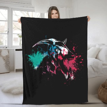 Discover Colerfull Splash Art Farm animals Goat head Fleece Blankets