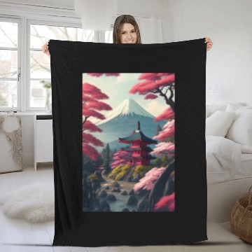 Discover Asia Landscape Serene Mount Fuji Fleece Blankets