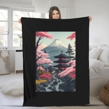 Discover Asia Landscape Serene Mount Fuji Fleece Blankets