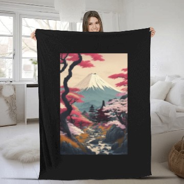 Discover Asia Landscape Serene Mount Fuji Fleece Blankets