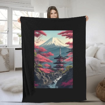 Discover Asia Landscape Serene Mount Fuji Fleece Blankets