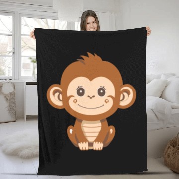 Discover Cute baby Monkey smiling Fleece Blankets