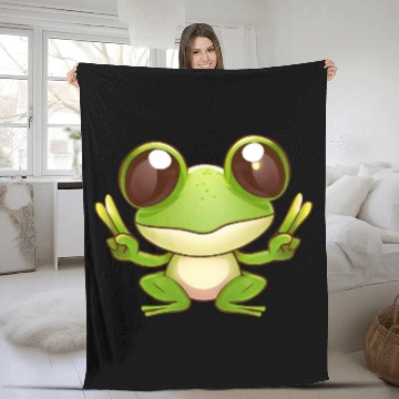 Discover Peace frog frog with peace sign Fleece Blankets
