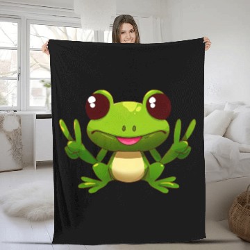 Discover Peace frog frog with peace sign Fleece Blankets