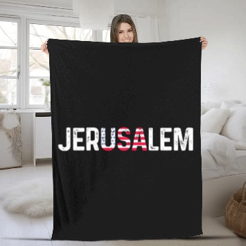Discover Jerusalem Usa America Flag Israel Fleece Blankets