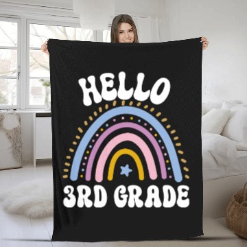 Discover Hello 3rd grade, back to school Fleece Blankets