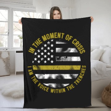 Discover Police And Fire Dispatcher Thin Gold Line Fleece Blankets