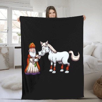 Discover Saint Nicholas Feeding His Horse Fleece Blankets