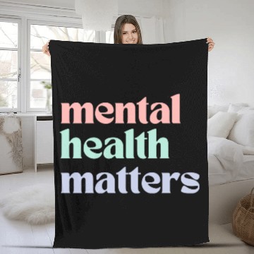 Discover Mental Health Matters | Retro Quote Pastel Rainbow Fleece Blankets