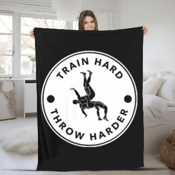 Discover Judo train hard throw harder Fleece Blankets