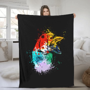 Discover Colorful Splash Art Farm animals goose head Fleece Blankets
