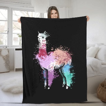 Discover Colorful Splash Art Farm animals alpaca Llama Fleece Blankets