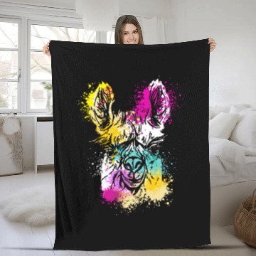Discover Colorful Splash Art Farm animals alpaca Llama head Fleece Blankets