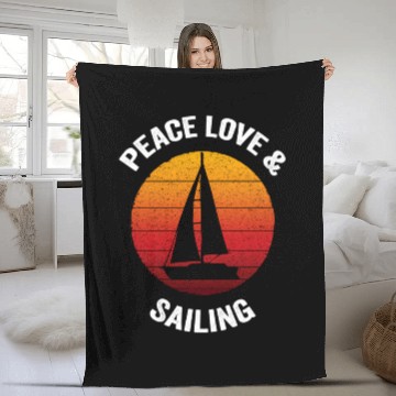 Discover Peace Love Sailing Boat Boating Fleece Blankets