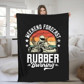Discover Go-kart Race Weekend Forecast Rubber Burning Fleece Blankets