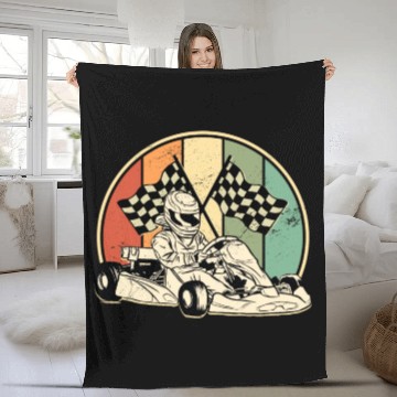 Discover Kart Karting Retro Racing Kart Training Gift Fleece Blankets