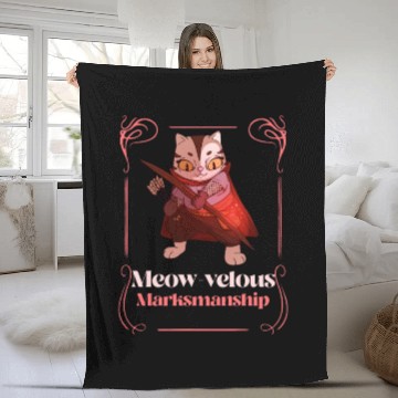 Discover Meow-velous marksmanship Cat Archer Fleece Blankets