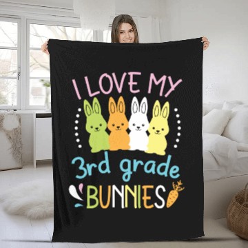 Discover I Love My 3rd Grade Bunnies Happy Easter Day Fleece Blankets