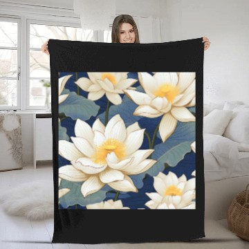 Discover Serenity Blooms: Timeless Lotus Pattern Fleece Blankets