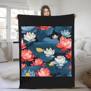 Discover Serenity Blooms: Timeless Lotus Pattern Fleece Blankets
