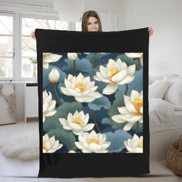 Discover Serenity Blooms: Timeless Lotus Pattern Fleece Blankets