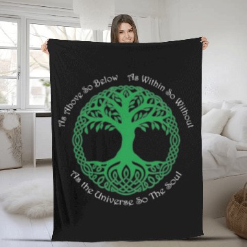 Discover Pagan Celtic Wiccan As Above So Below Green Tree Fleece Blankets