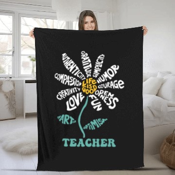 Discover Life-is Good Teacher Humor Courage Openness Fun Lo Fleece Blankets