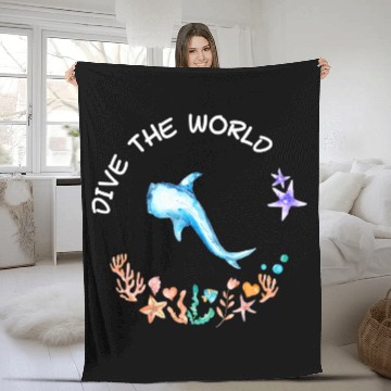 Discover Dive The World Scuba Scuba Diving Ocean Lovers Fleece Blankets