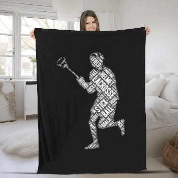 Discover Funny Graphic Lacrosse Ball Stick Sport Lover Men Fleece Blankets