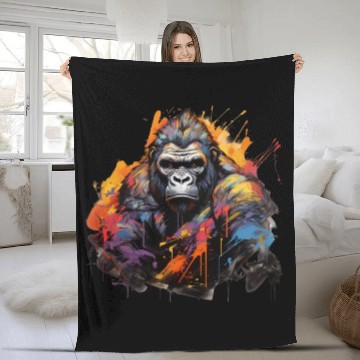 Discover Stoic Gorilla. Quiet Power, Graffiti Style. Fleece Blankets