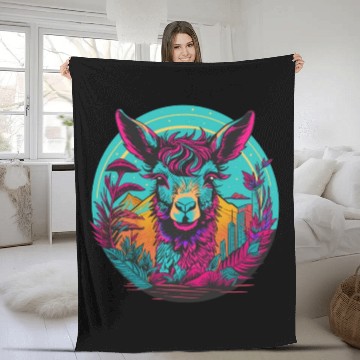 Discover Neon Llama Fleece Blankets