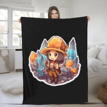 Discover Crystal Miner Co Vintage Cartoonish Fleece Blankets