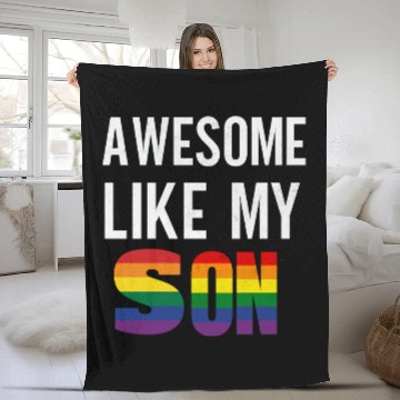 Discover Awesome Like My Son Pride Rainbow Flag Fleece Blankets