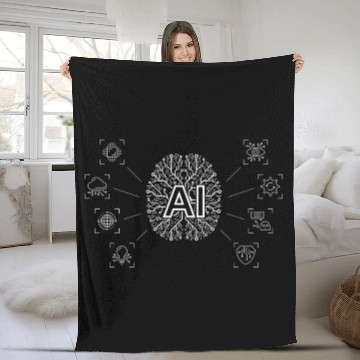 Discover AI - AI Brain & AI Artificial Intelligence Robot A Fleece Blankets