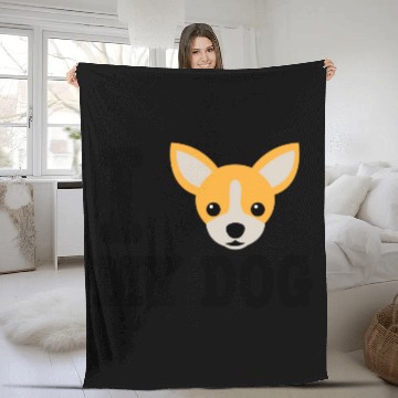 Discover I Love My Dog Chihuahua Design Fleece Blankets